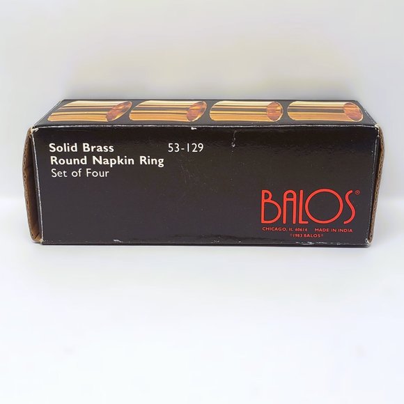 Vintage Balos Brass Napkin Rings in Box Set of 4 Lot Made in India 1983 - Picture 7 of 8